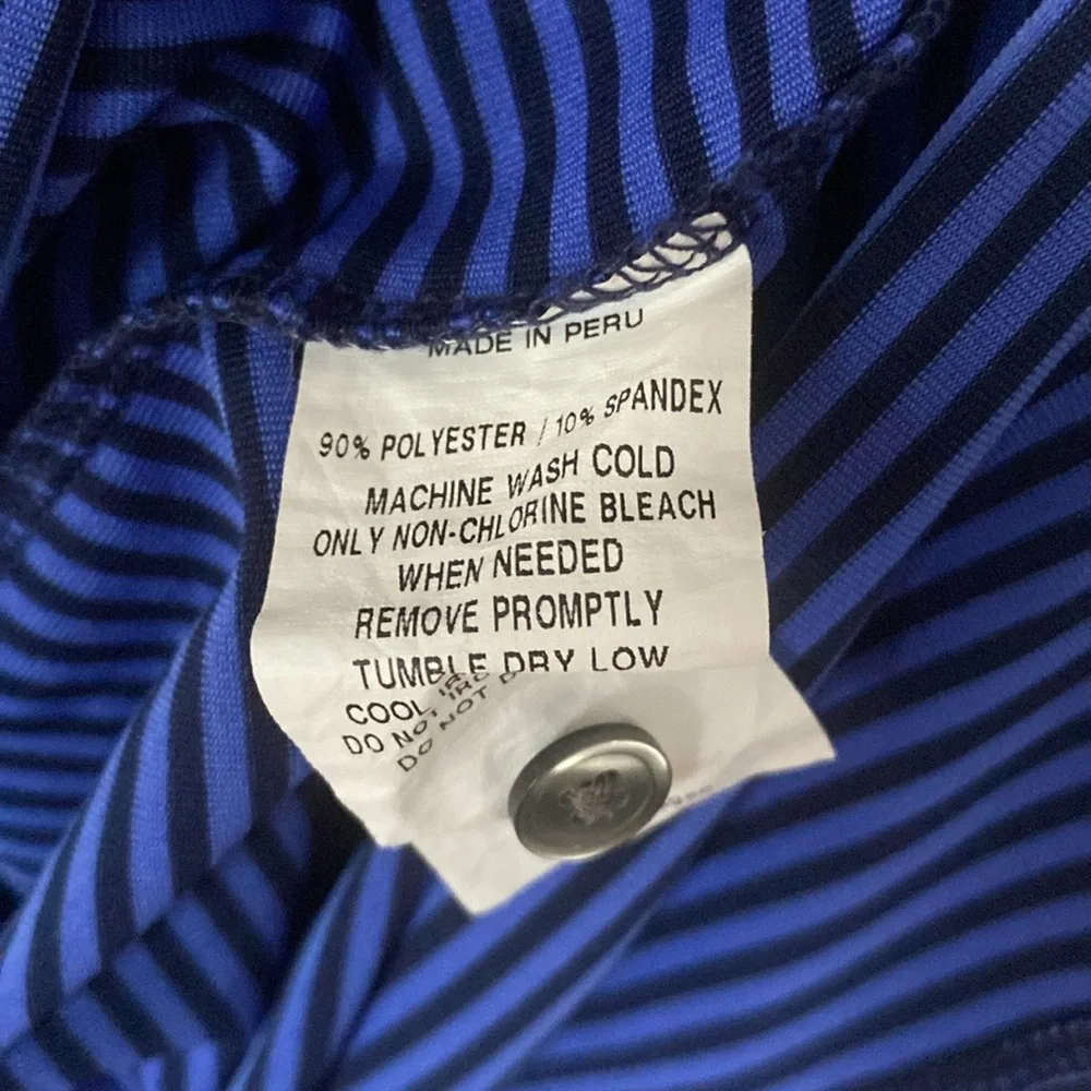⛳️ Greyson Men’s Navy Blue Stripped Golf Polo - L 🏌️♂️ - Picture 7 of 10